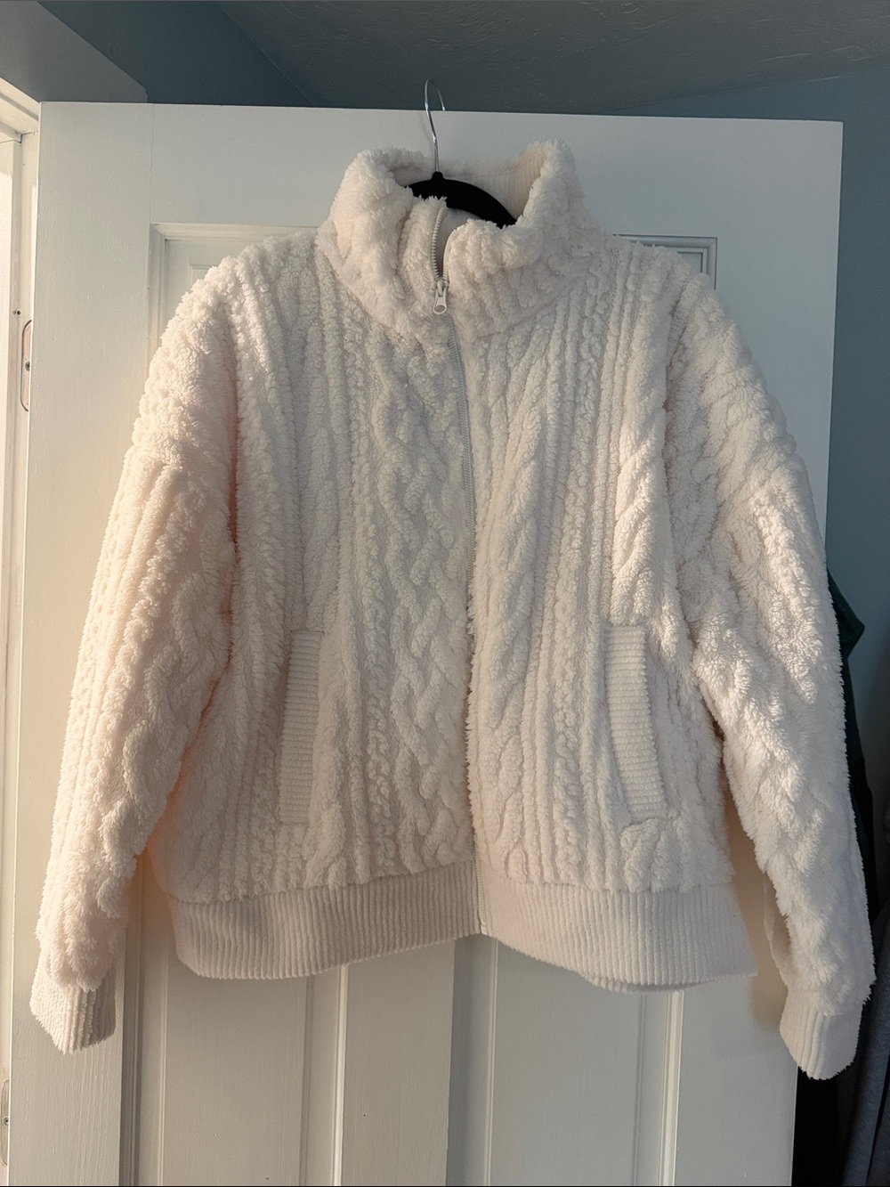 American Eagle Outfitters Cream Teddy Jacket